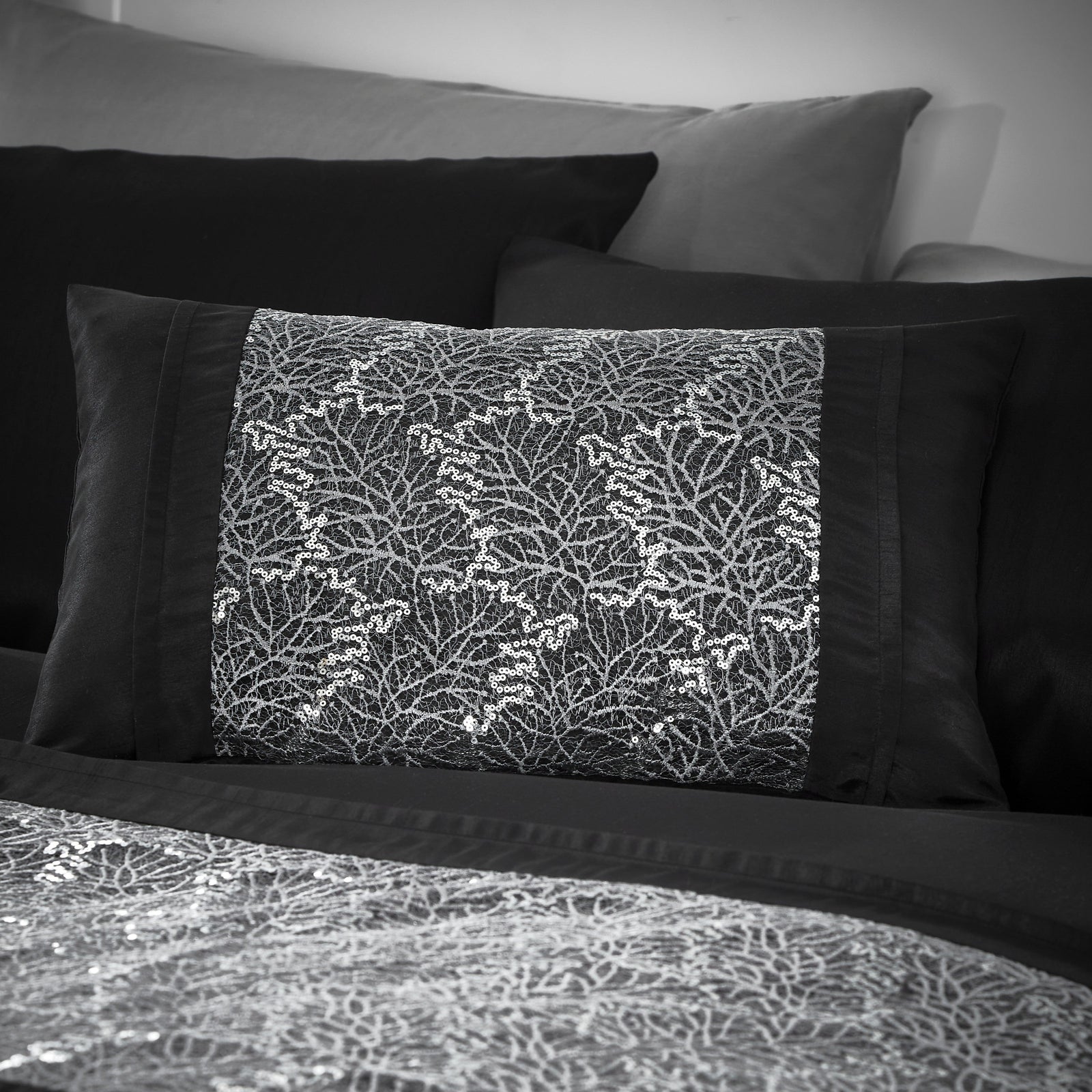 Rouen Black Boudoir Cushion - SALE Rouen Boudoir Cushion Black Sterling Home 1