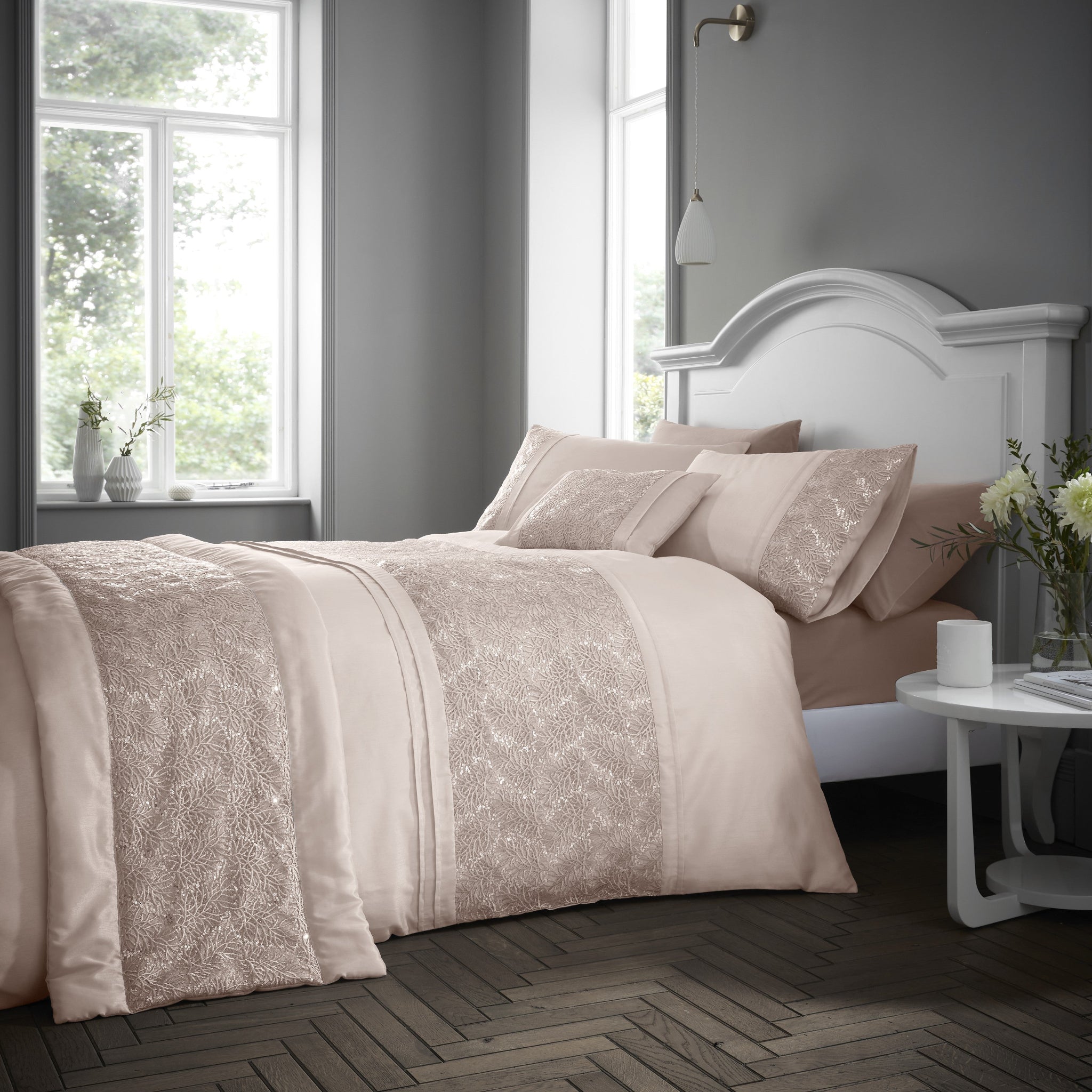 Rouen Pink Duvet Set - Rouen King Duvet Set Blush Sterling Home 1