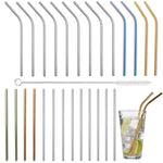 Reusable Metal Straws With Cleaning Brushes - Reusable Straws 26 Piece & Cleaning Brushes 4 Piece Sterling Home 1