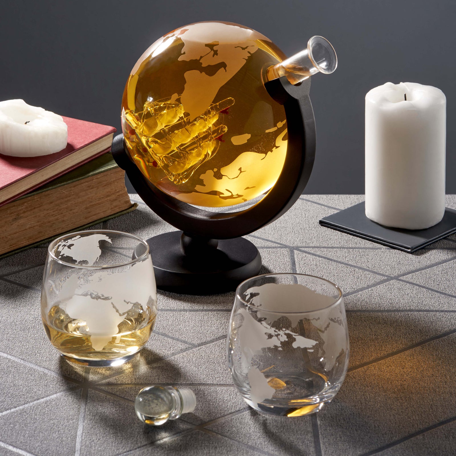 Globe Whiskey Decanter Set - Globe Whiskey Decanter Set Sterling Home 1