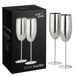 Silver Champagne Flutes 2 Pack - Champagne Flutes Silver 2 Pack Sterling Home 1