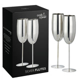 Silver Champagne Flutes 2 Pack