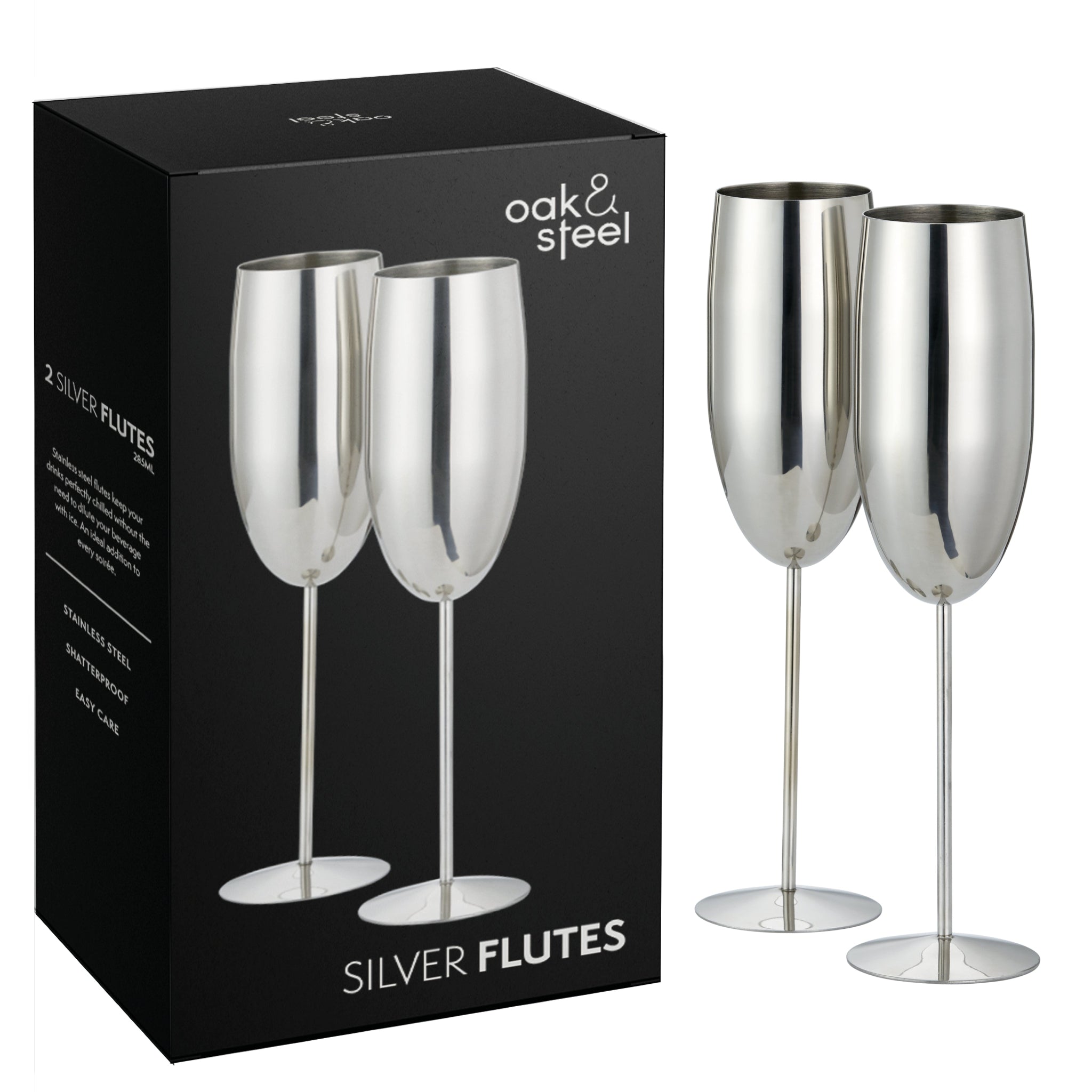 Silver Champagne Flutes 2 Pack - Champagne Flutes Silver 2 Pack Sterling Home 1