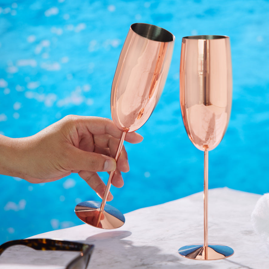 Pink Champagne Flutes 2 Pack - Champagne Flutes Rose Gold 2 Pack Sterling Home 2