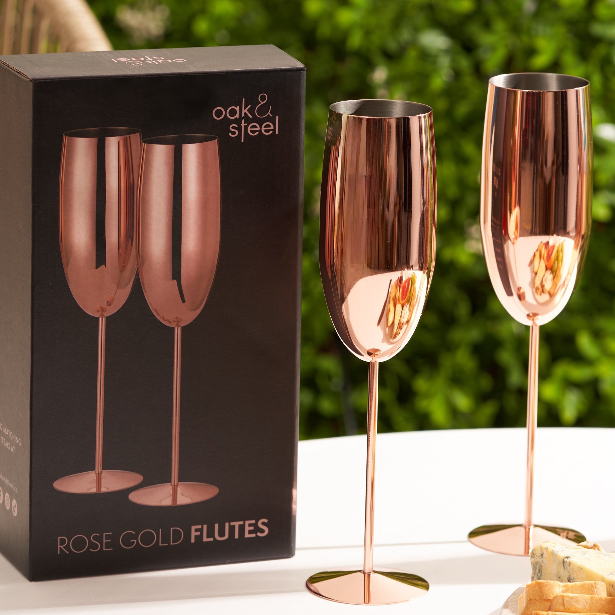 Pink Champagne Flutes 2 Pack - Champagne Flutes Rose Gold 2 Pack Sterling Home 1