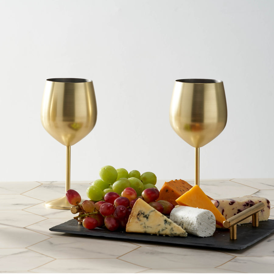 Gold Wine Glasses 2 Pack - Wine Glasses Matte Gold 2 Pack Sterling Home 2