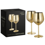 Gold Wine Glasses 2 Pack - Wine Glasses Matte Gold 2 Pack Sterling Home 1