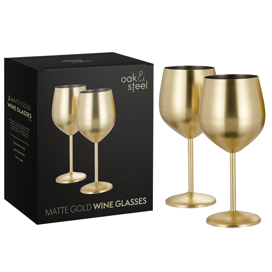 Gold Wine Glasses 2 Pack - Wine Glasses Matte Gold 2 Pack Sterling Home 1