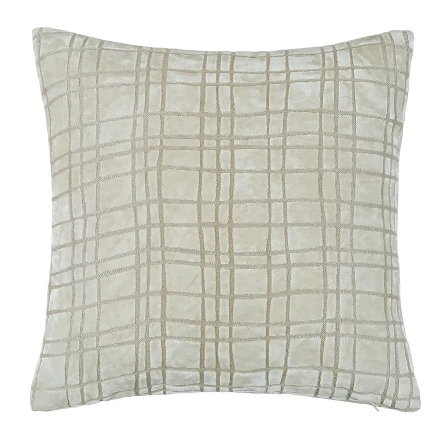 Paul Moneypenny Abstract Check Velvet Cushion Cream - PM Abstract Check Velvet Cushion Ivory 43CM Sterling Home 1
