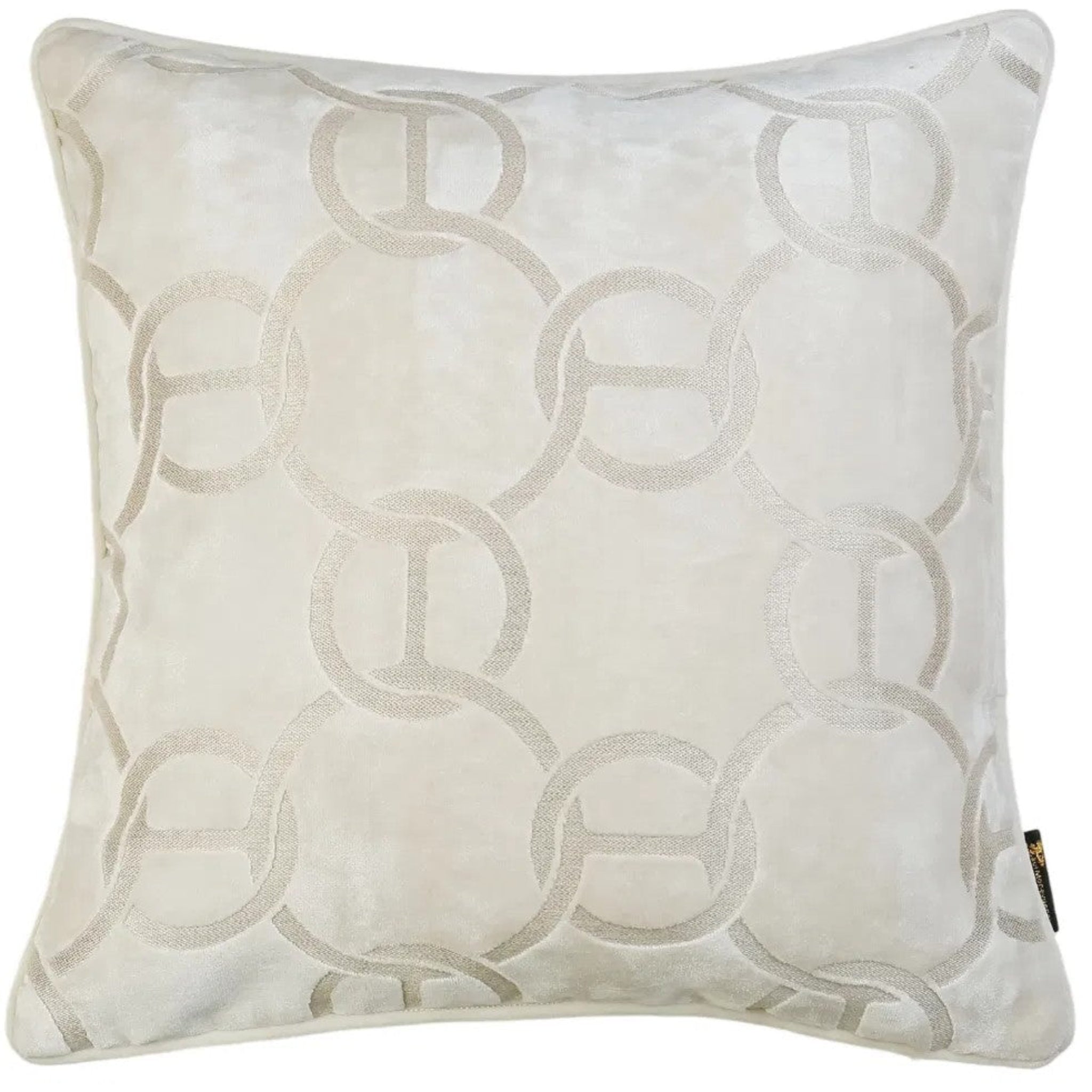 PM Chains Cut Velvet Ivory Cushion 43CM - PM Chains Cut Velvet Ivory Cushion 43CM Sterling Home 1