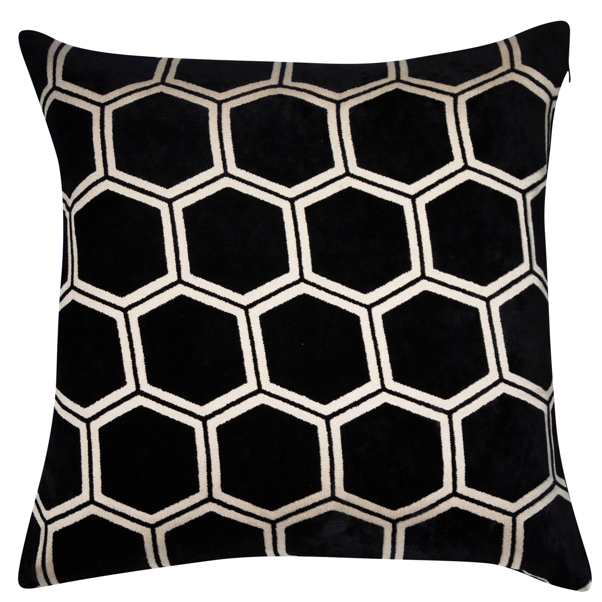 Ivor Hex Velvet Black Square Cushion - Ivor Hex Velvet Black 43x43CM Cushion Sterling Home 1