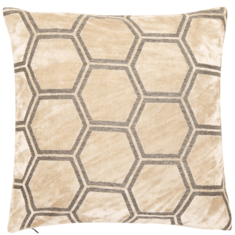 Ivor Hex Velvet Cream Square Cushion - Ivor Hex Velvet Cream 43x43CM Cushion Sterling Home 1
