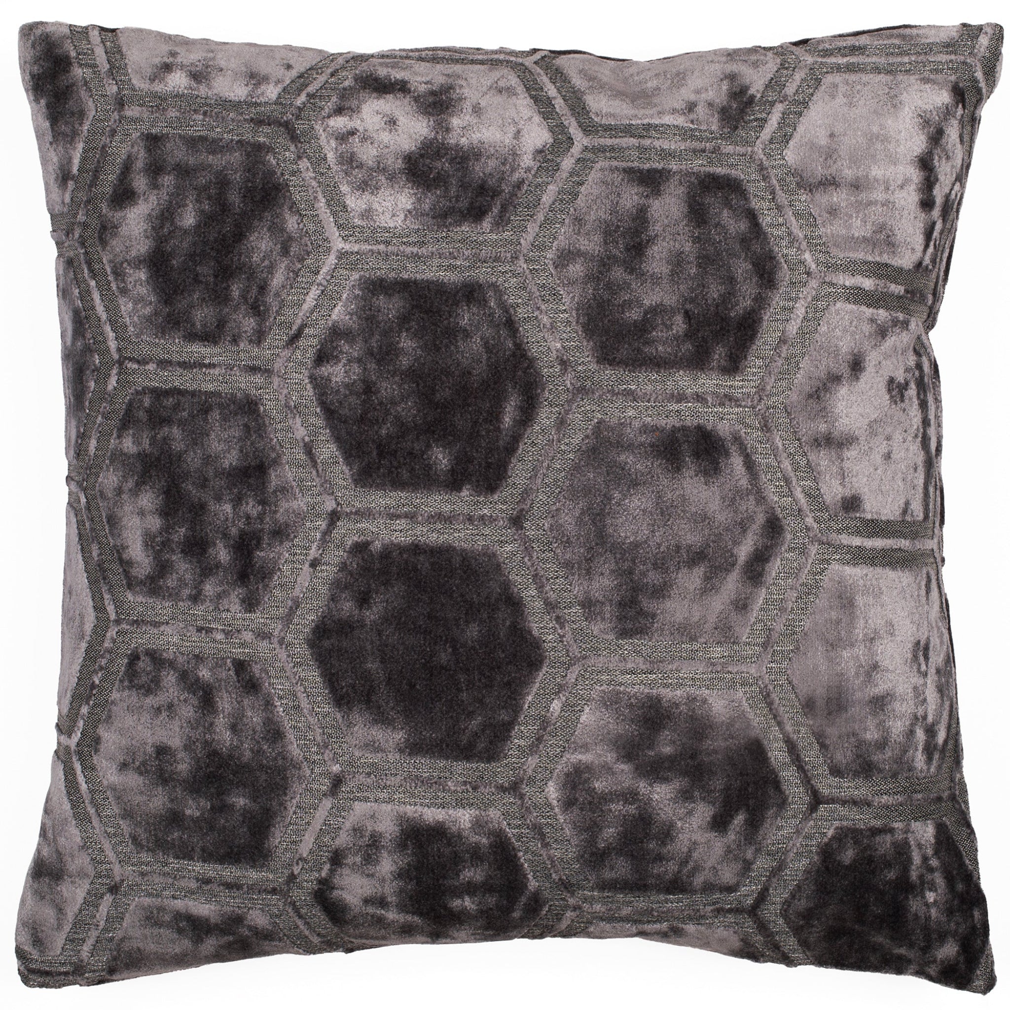 Ivor Hex Velvet Grey Square Cushion - Ivor Hex Velvet Slate 43x43CM Cushion Sterling Home 1