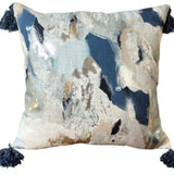 Vision Abstract Metallic Blue Square Cushion