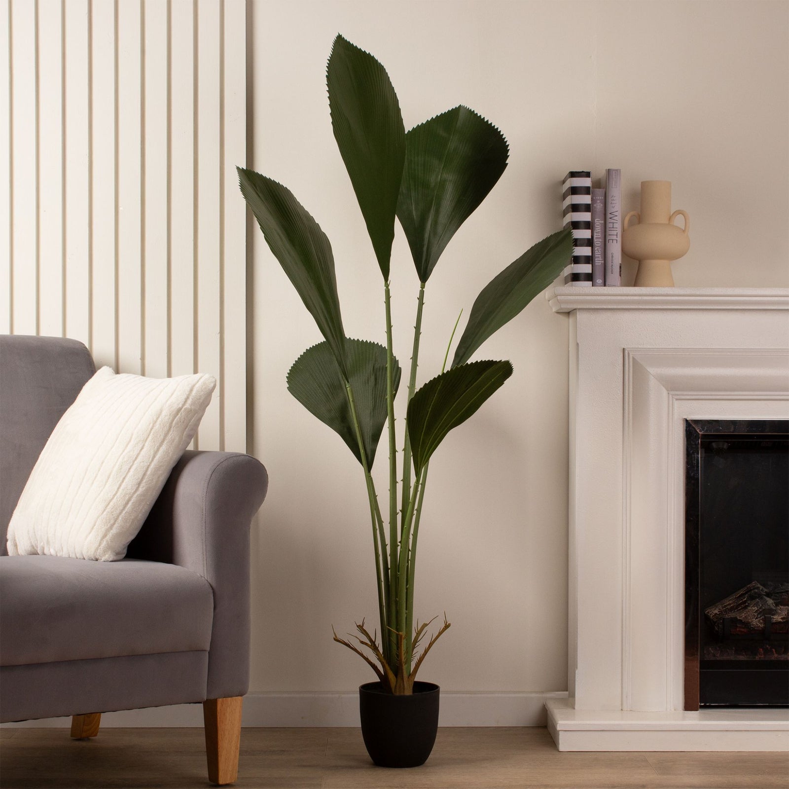 Ruffled Fan Leaf Palm Tree 130CM - 130CM Ruffled Fan Leaf Palm Tree
