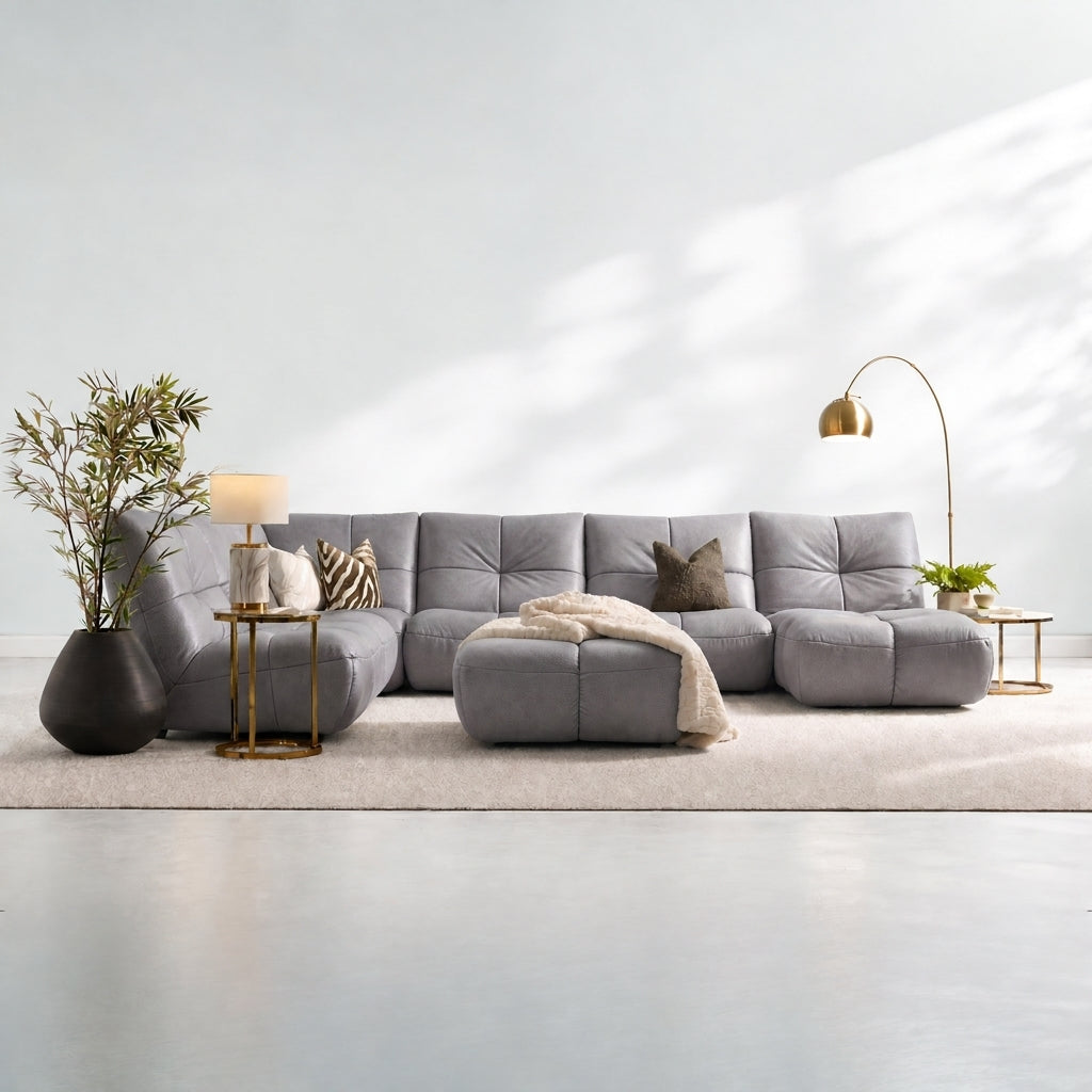 Comet Corner Sofa - Combination 1 - Corner Sofa Group With Footstool Fabric — SFA-PEY-05 MARBLE, gallery image 1