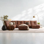 Comet Corner Sofa - Combination 1 - Corner Sofa Group With Footstool Fabric — SFA-PEY-06 CARAMEL, gallery image 1