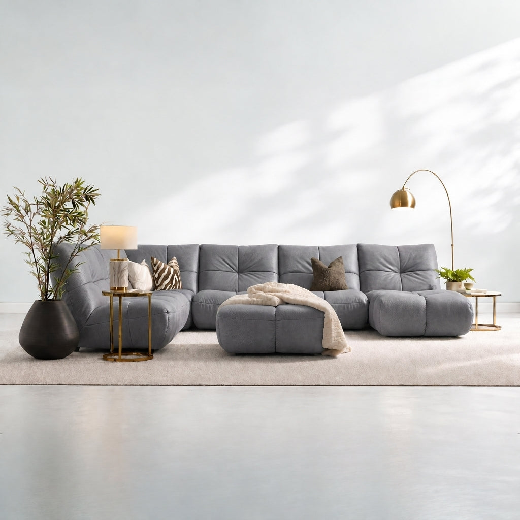 Comet Corner Sofa - Combination 1 - Corner Sofa Group With Footstool Fabric — SFA-PEY-12 ELEPHANT, gallery image 1