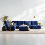 Comet Corner Sofa - Combination 1 - Corner Sofa Group With Footstool Fabric — SFA-PEY-15 NAVY, gallery image 1