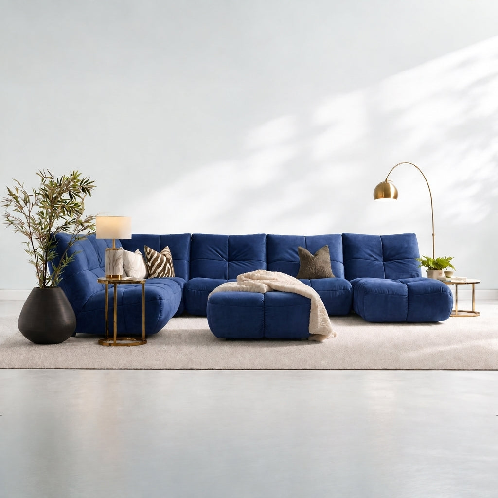 Comet Corner Sofa - Combination 1 - Corner Sofa Group With Footstool Fabric — SFA-PEY-15 NAVY, gallery image 1