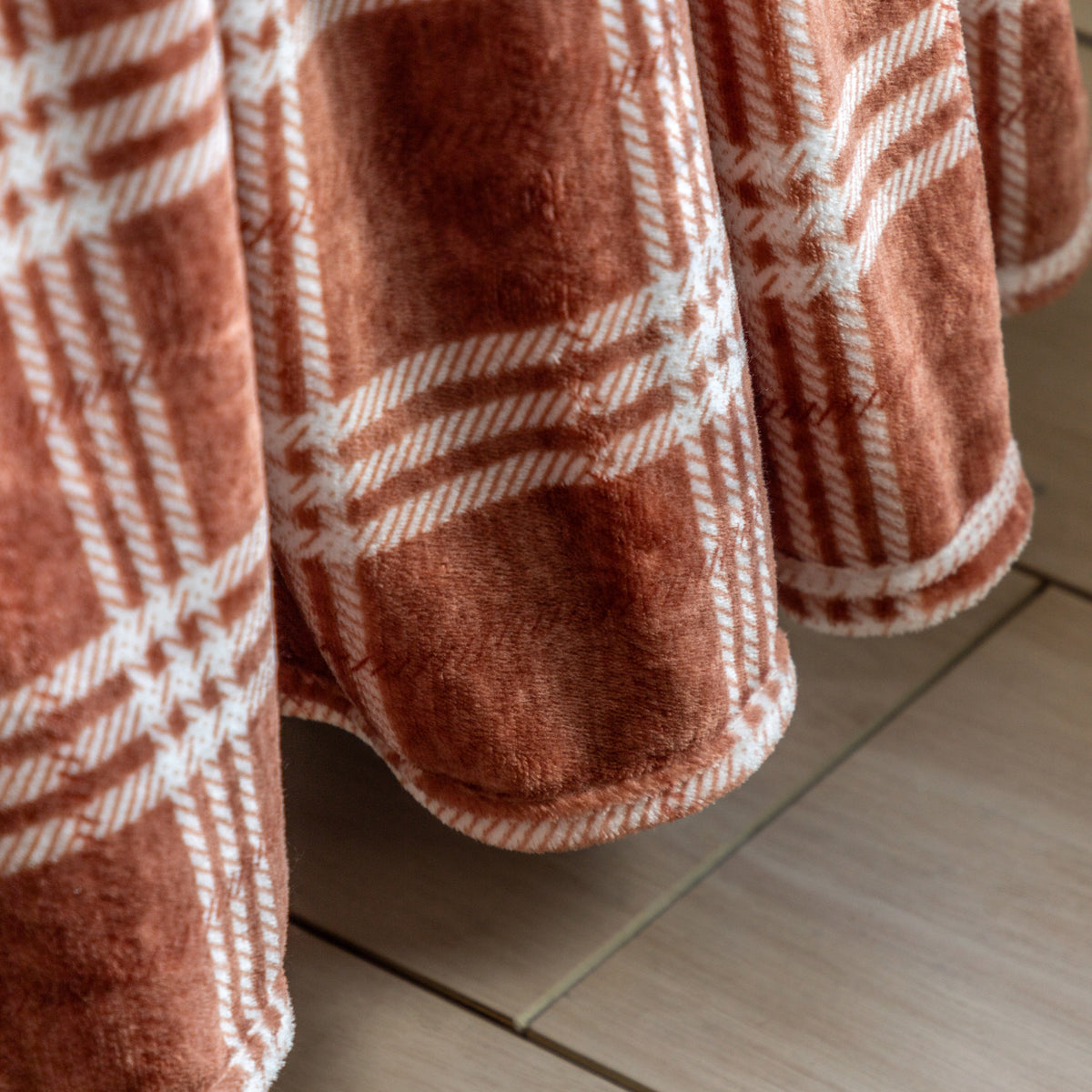 Checkmate Rolled Fleece Brown Blankets & Throws Sterling Home 2