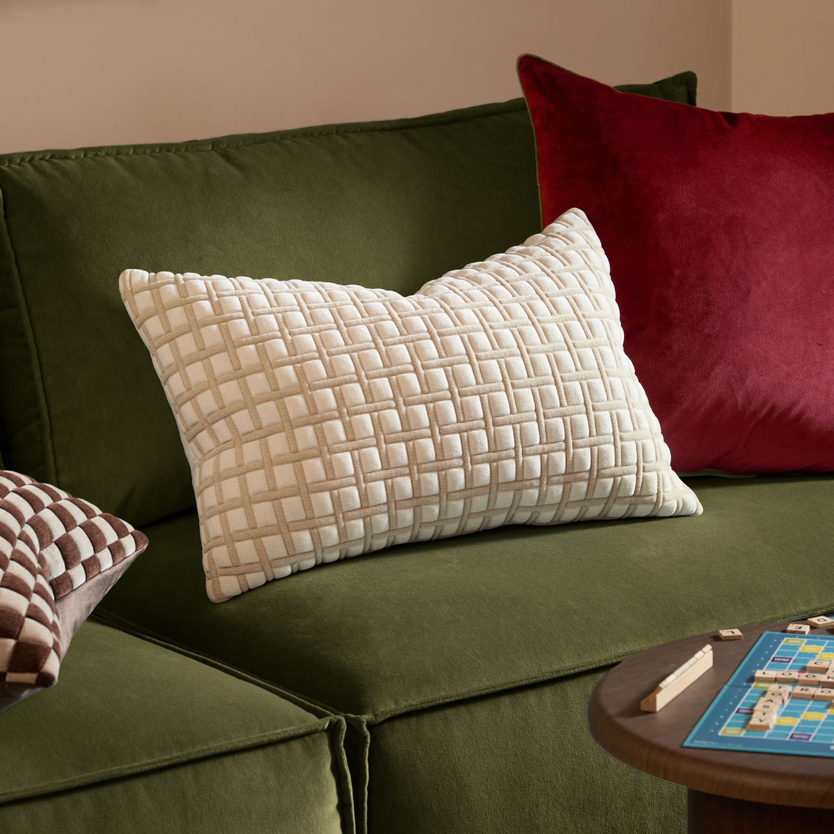Softie Grid Quilted Cushion Natural 40X60CM - Softie Grid Quilted Cushion Natural 40X60CM Sterling Home 1