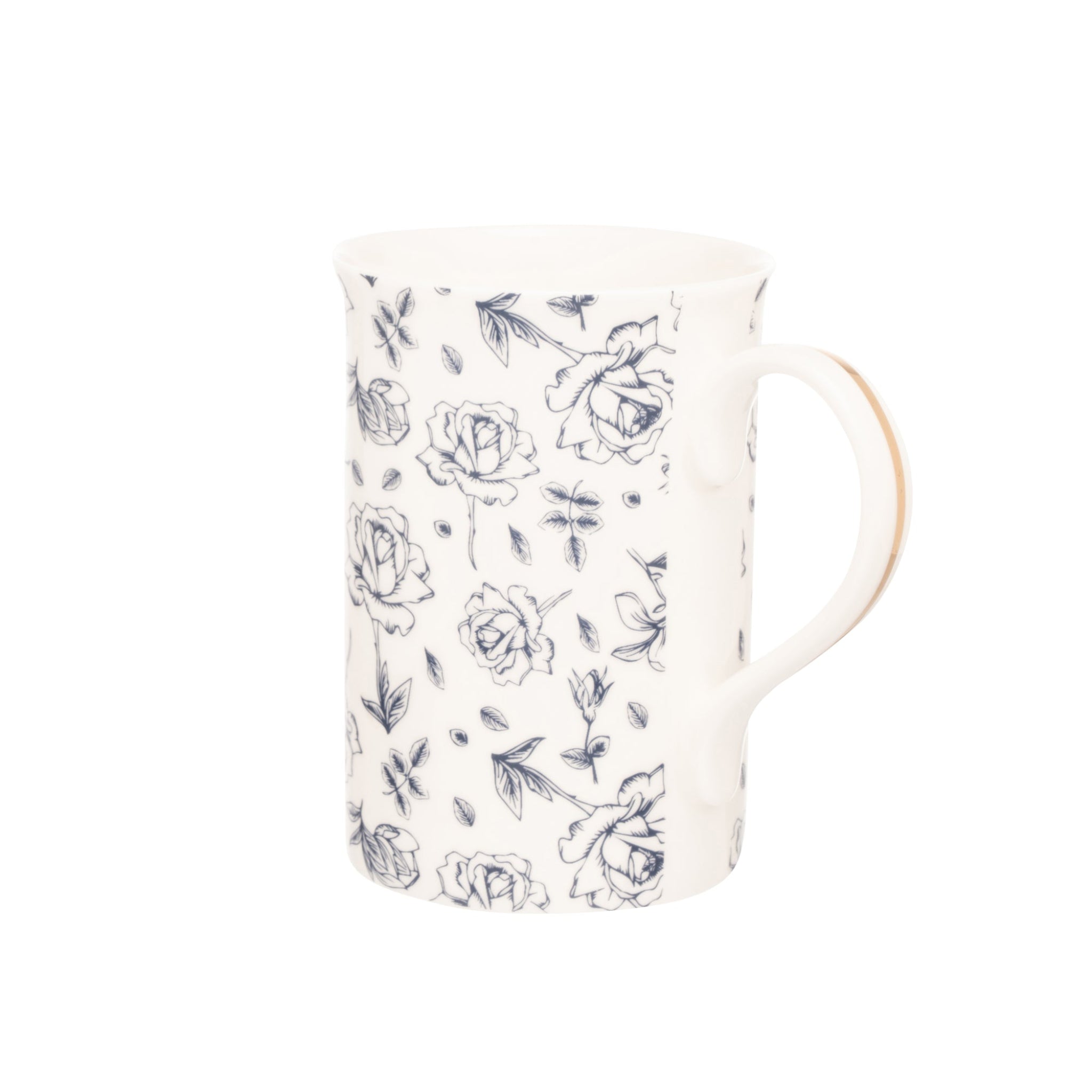 Siip Floral Fluted Mug Navy White Sterling Home 2