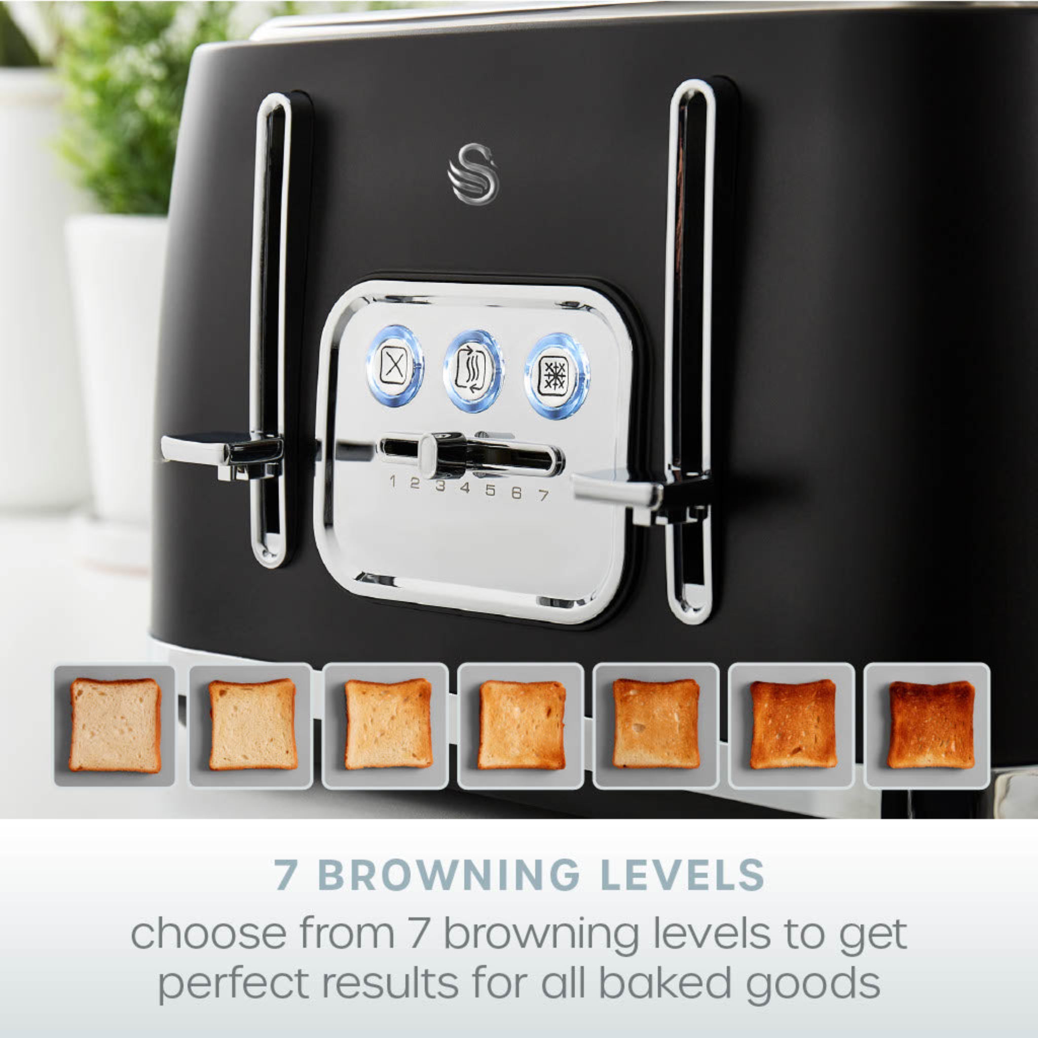 Serenity Toaster 4 Slice Matte Black - Serenity Toaster 4 Slice Matte Black Sterling Home 2