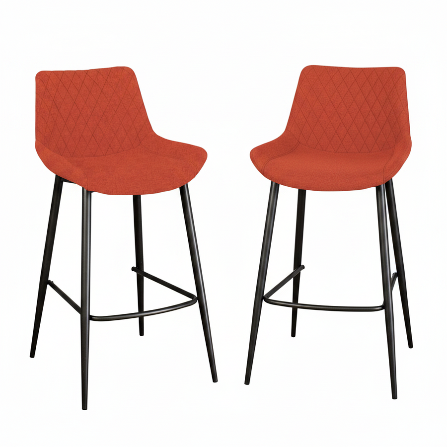 Ace Pair of Burnt Orange Bar Stools - Bar Stool - Pair Burnt Orange Sterling Home 1