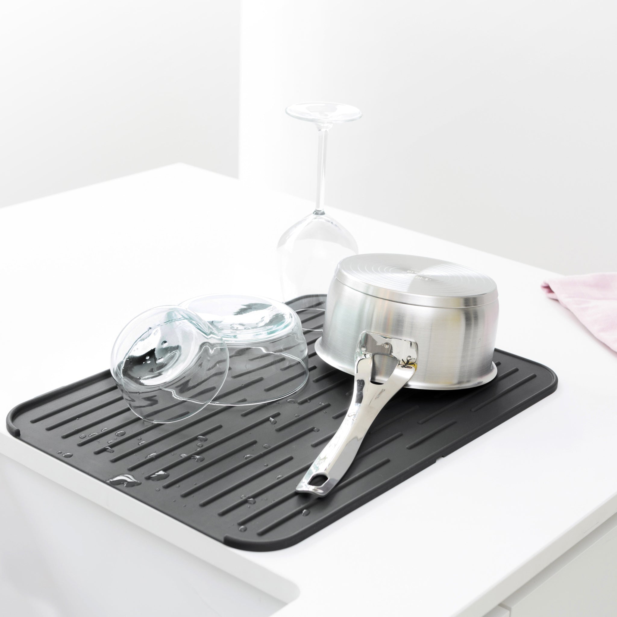 Silicone Dish Drying Mat Dark Grey Sterling Home 1