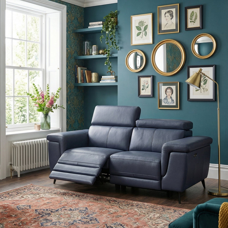 Sparta 2 Seater Recliner Sofa - 2 Str W/ 2 Power Recliner W/ 2 Ratchet Headrest Fabric - Power with Manual Headrest