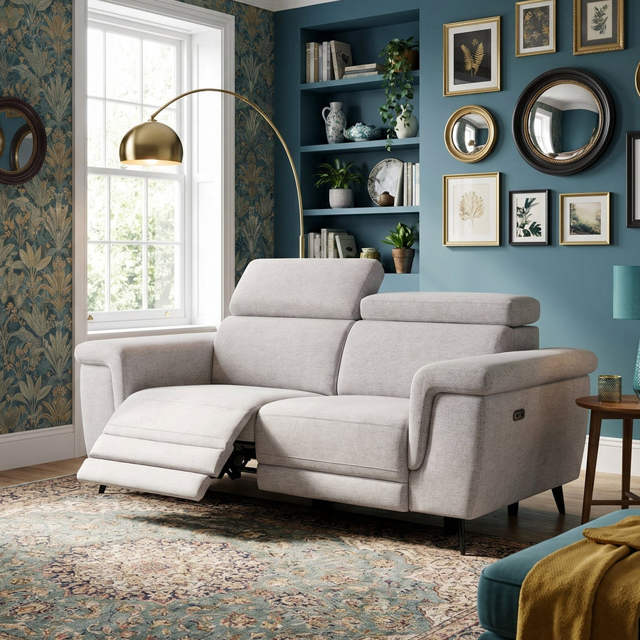 Sparta 2 Seater Recliner Sofa - 2 Str W/ 2 Power Recliner W/ 2 Ratchet Headrest Fabric - Power with Manual Headrest 2 Seater Sofas Sterling Home 2