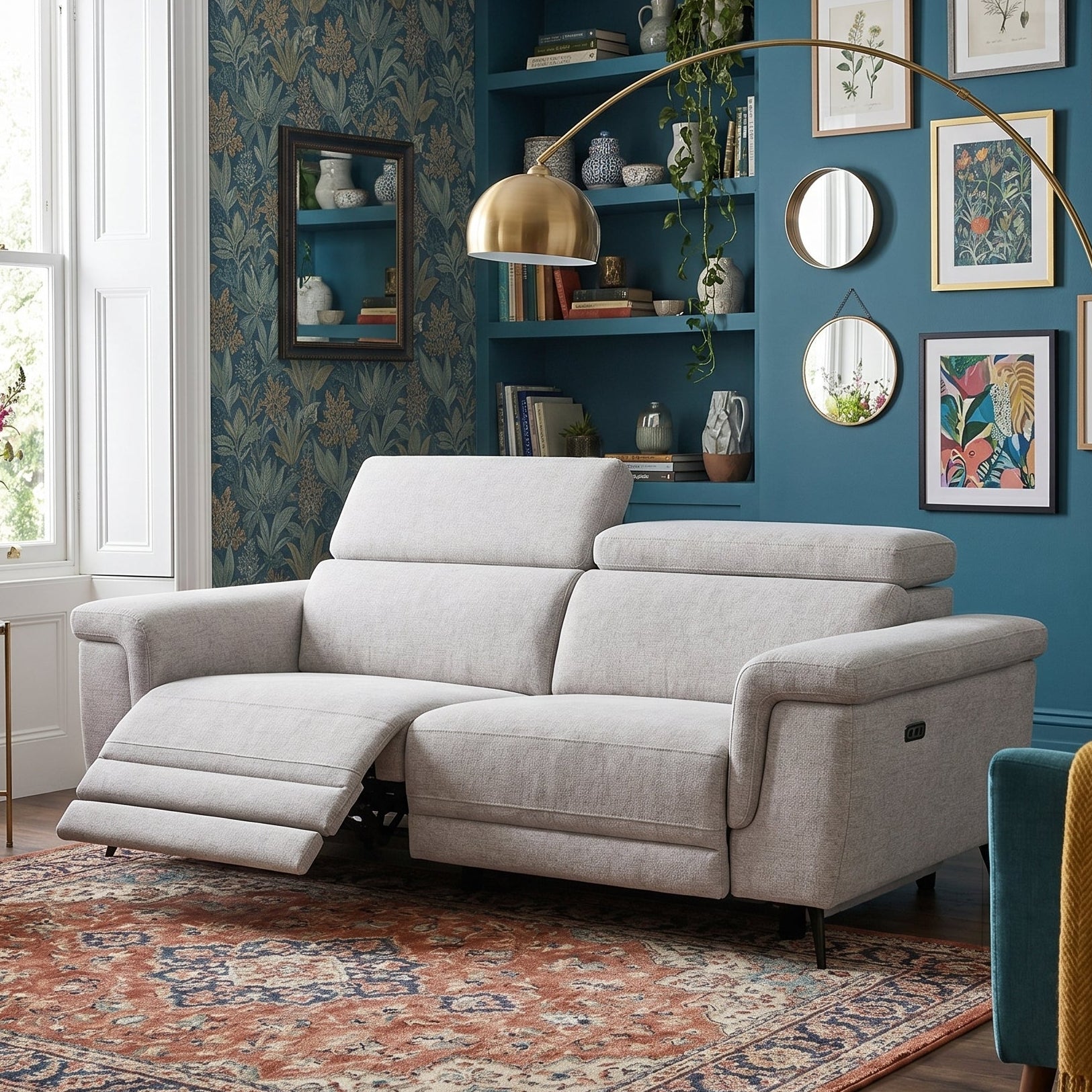 Sparta 3 Seater Recliner Sofa - 3 Str W/ 2 Power Recliner W/ 2 Power Headrest Fabric - Power with Power Headrest & USB 3 Seater Sofas Sterling Home 2