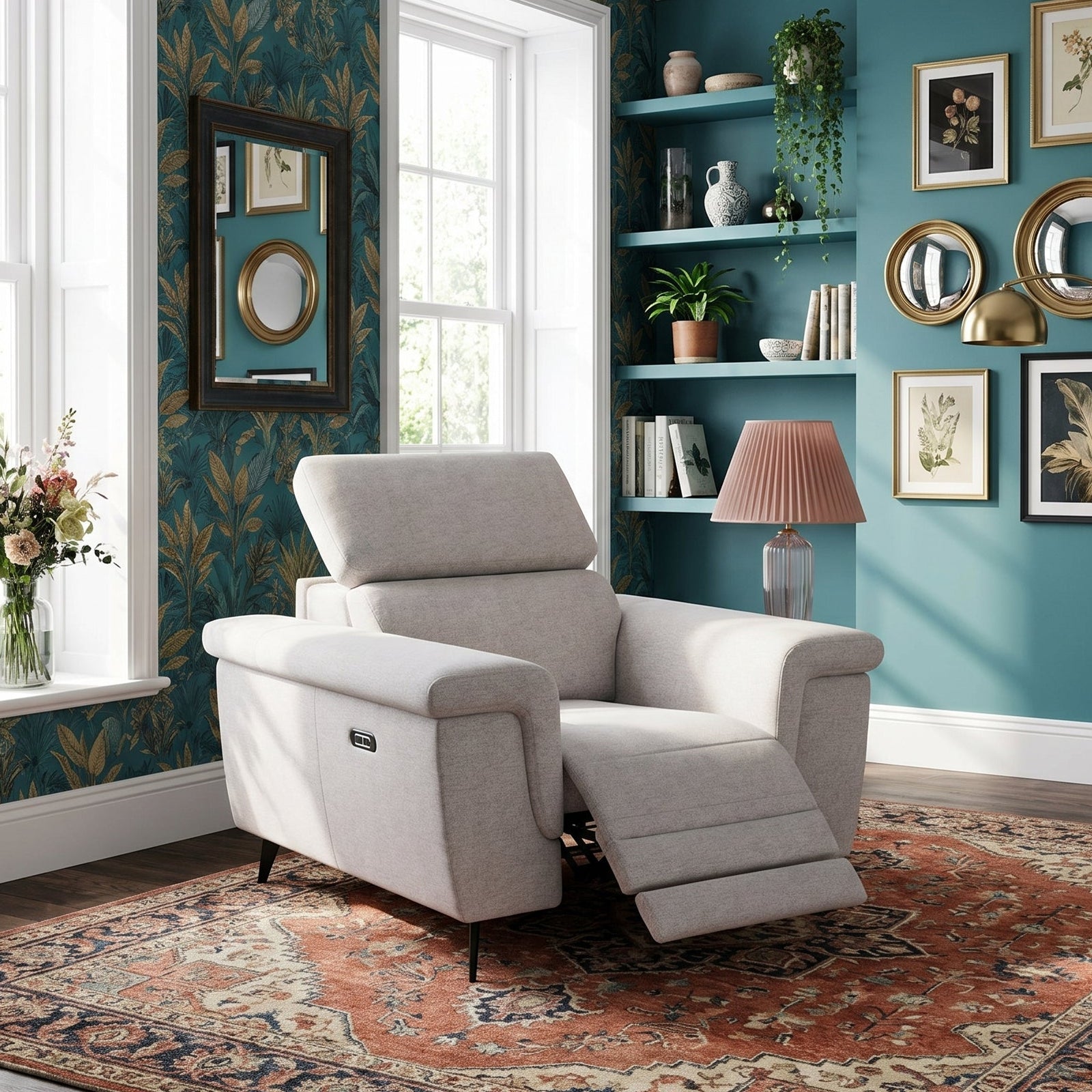 Sparta Recliner Armchair - Chair W/ Power Recliner W/ Power Headrest Fabric - Power with Power Headrest & USB Sterling Home 2