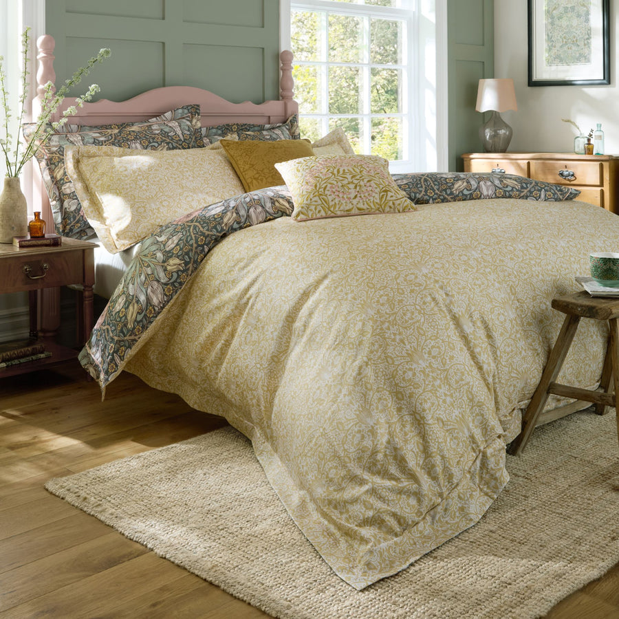 William Morris At Home Spring Thicket Mineral Duvet Set - Spring Thicket Mineral Super King Duvet Set Sterling Home 2