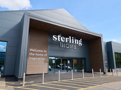 Sterling Home Glasgow store entrance with a clear blue sky