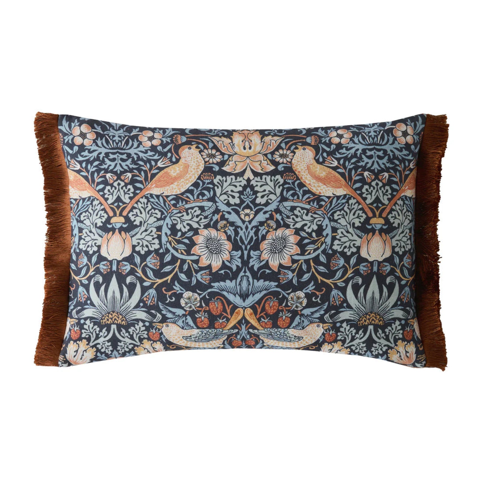 William Morris At Home Strawberry Thief Blue Rectangular Cushion - Strawberry Thief Blue 40X60CM Cushion Sterling Home 1