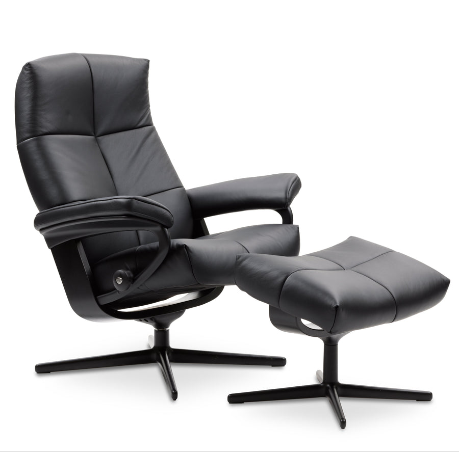 David Stressless Chair + Stool Signature Base - Small Chair + Stool Signature Base Fabric - Manual Recliner - Small Sterling Home 1