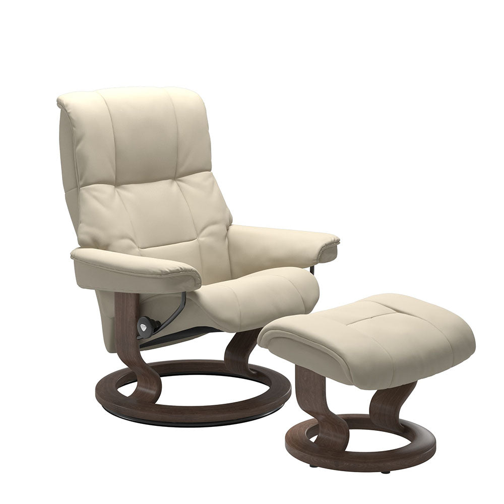 Stressless Mayfair Chair + Stool Classic Base - Chair + Stool Classic Base Noblesse - Manual Recliner - Small Sterling Home 1