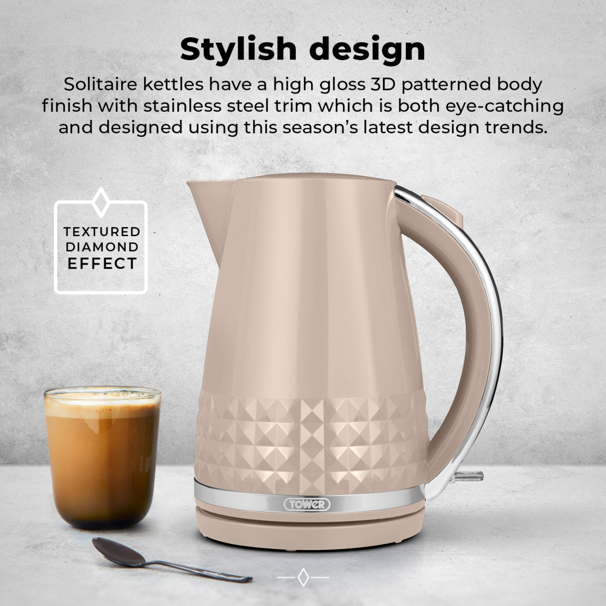 Solitaire Kettle1.5L Mushroom Sterling Home 3