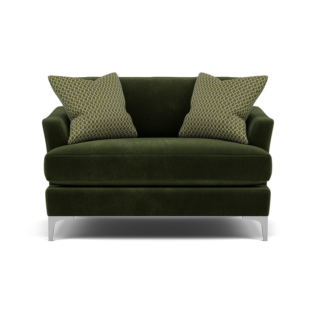 Tulip Loveseat - Cuddler Fabric Armchairs Sterling Home 3 Pillow Pack 1 Brushed Chrome