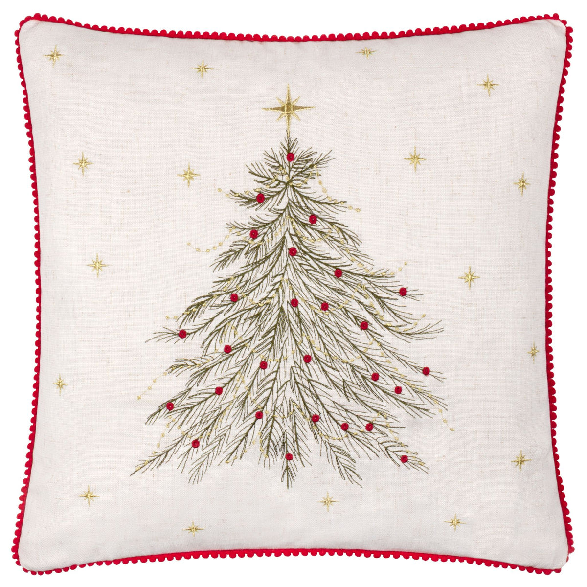 Twinkling Tree Square Embroidered Cushion - Twinkling Tree Square Embroidered Cushion Cushions Sterling Home 1