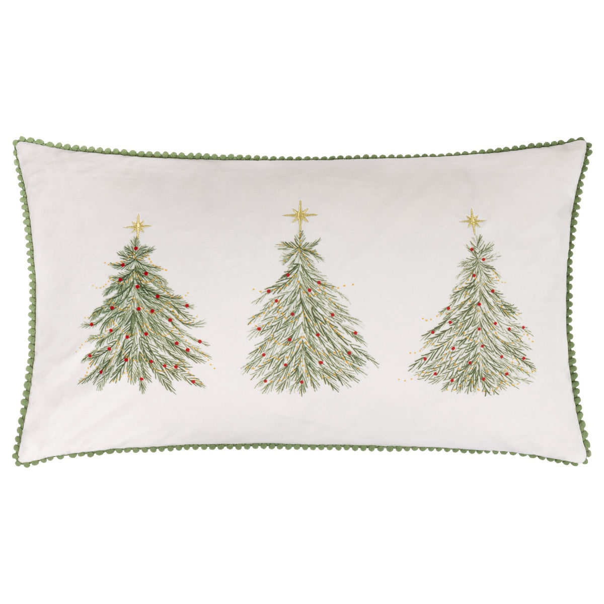 Twinkling Tree Trio Embroidered Cushion - Twinkling Tree Trio Embroidered Cushion 30X50CM Cushions Sterling Home 1