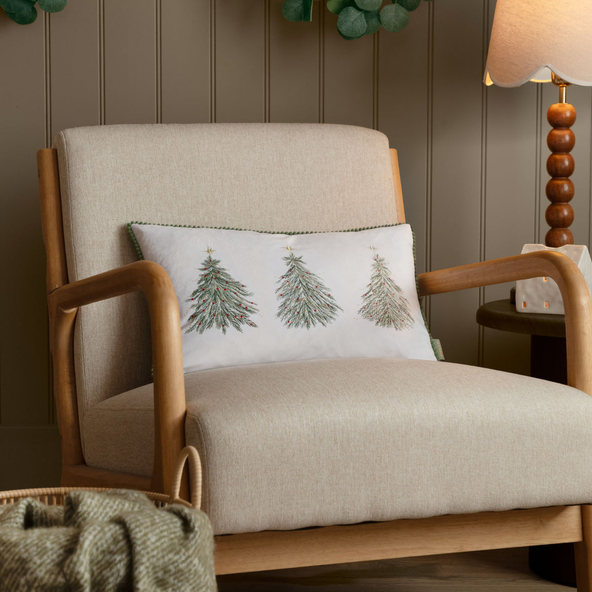 Twinkling Tree Trio Embroidered Cushion - Twinkling Tree Trio Embroidered Cushion 30X50CM Cushions Sterling Home 2