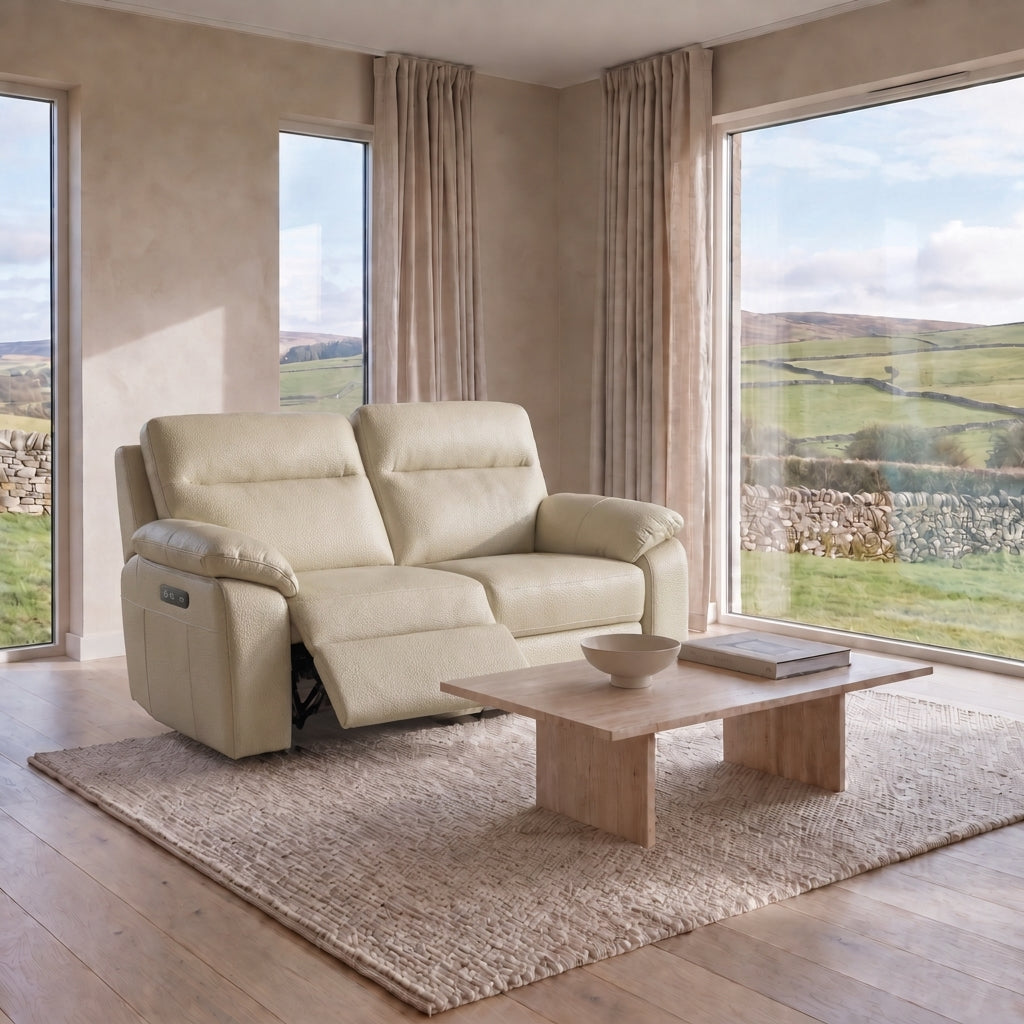 Nicoletti Vivaldi 2 Seater Recliner Sofa - 2 Seater Double Power Recliner CB Torello - Power Recliner with USB-C — Torello PS 312 Taupe, gallery image 1