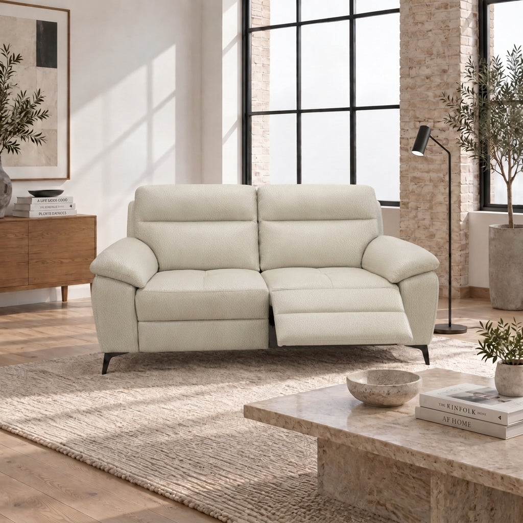 Nicoletti Vivaldi 2 Seater Recliner Sofa On Legs - 2 Seater Double Power Recliner on Legs CB Torello - Power Recliner with USB-C — Torello PS Bianco 93, gallery image 1