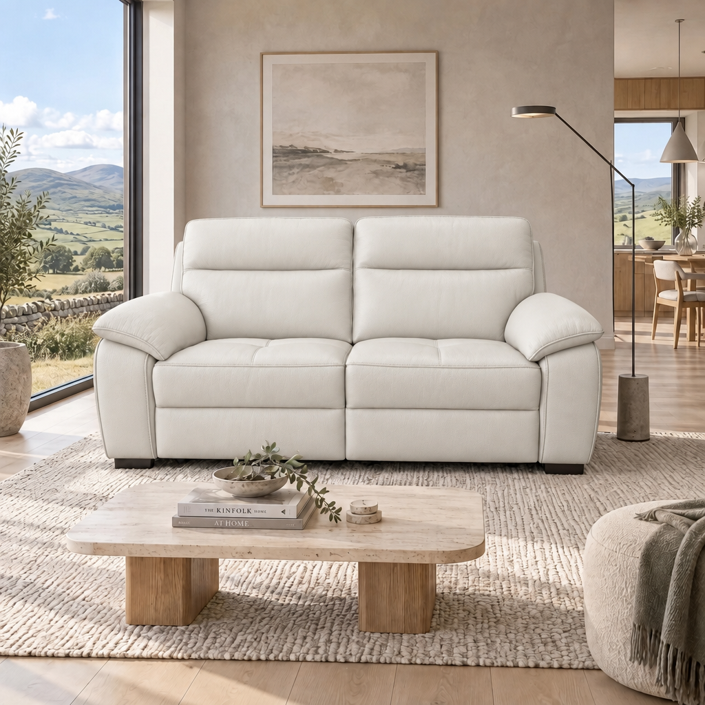 Nicoletti Vivaldi 3 Seater Recliner Sofa    - 3 Seater Double Power Recliner CB Torello - Power Recliner with USB-C — Torello PS Bianco 93, gallery image 2