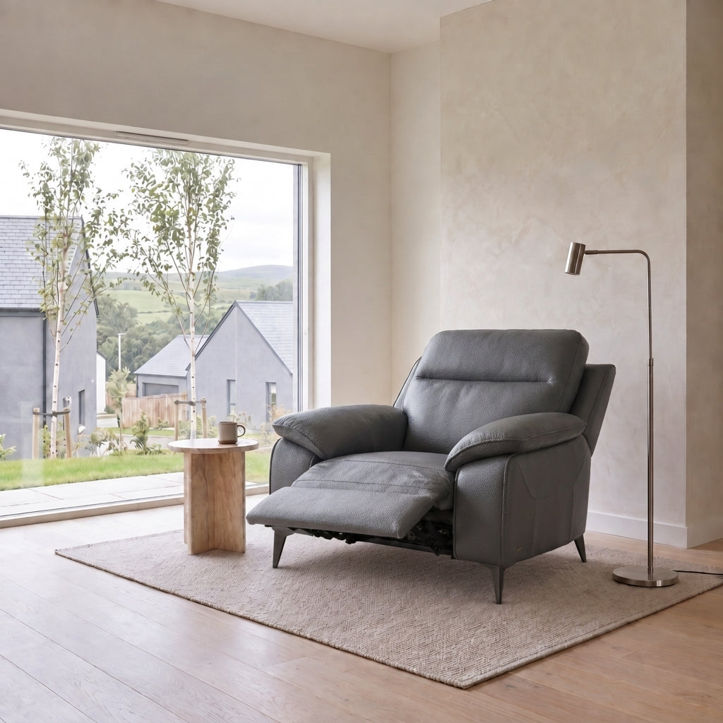 Nicoletti Vivaldi Recliner Armchair On Legs  - Power Recliner Chair on Legs CB Torello - Power Recliner with USB-C — Torello PS Chocol -S 91, gallery image 1
