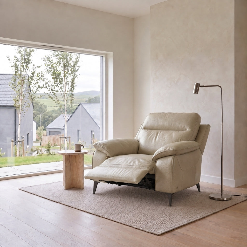 Nicoletti Vivaldi Recliner Armchair On Legs  - Power Recliner Chair on Legs CB Torello - Power Recliner with USB-C — Torello PS Fango 352, gallery image 1