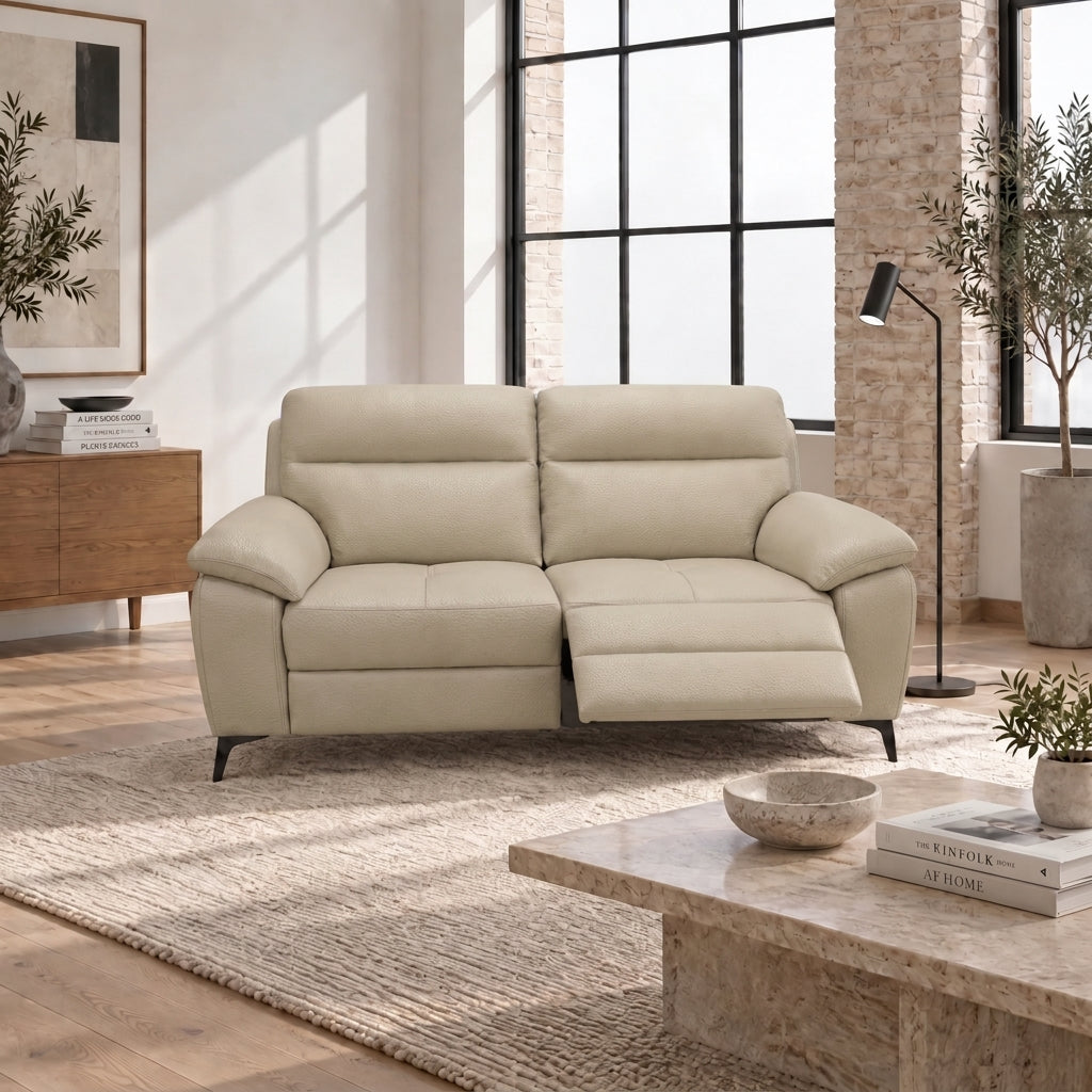 Nicoletti Vivaldi 2 Seater Recliner Sofa On Legs - 2 Seater Double Power Recliner on Legs CB Torello - Power Recliner with USB-C — Torello PS Fango 352, gallery image 1